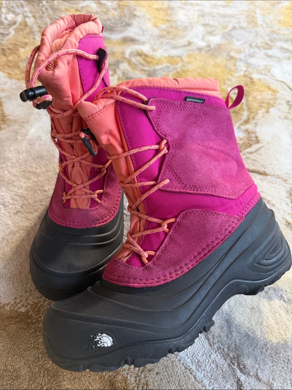The North Face Pink and Coral Insulated Snow Boots
